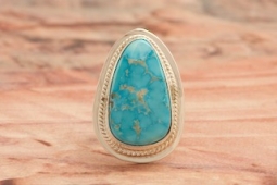 Genuine Blue Kingman Turquoise Sterling Silver Ring